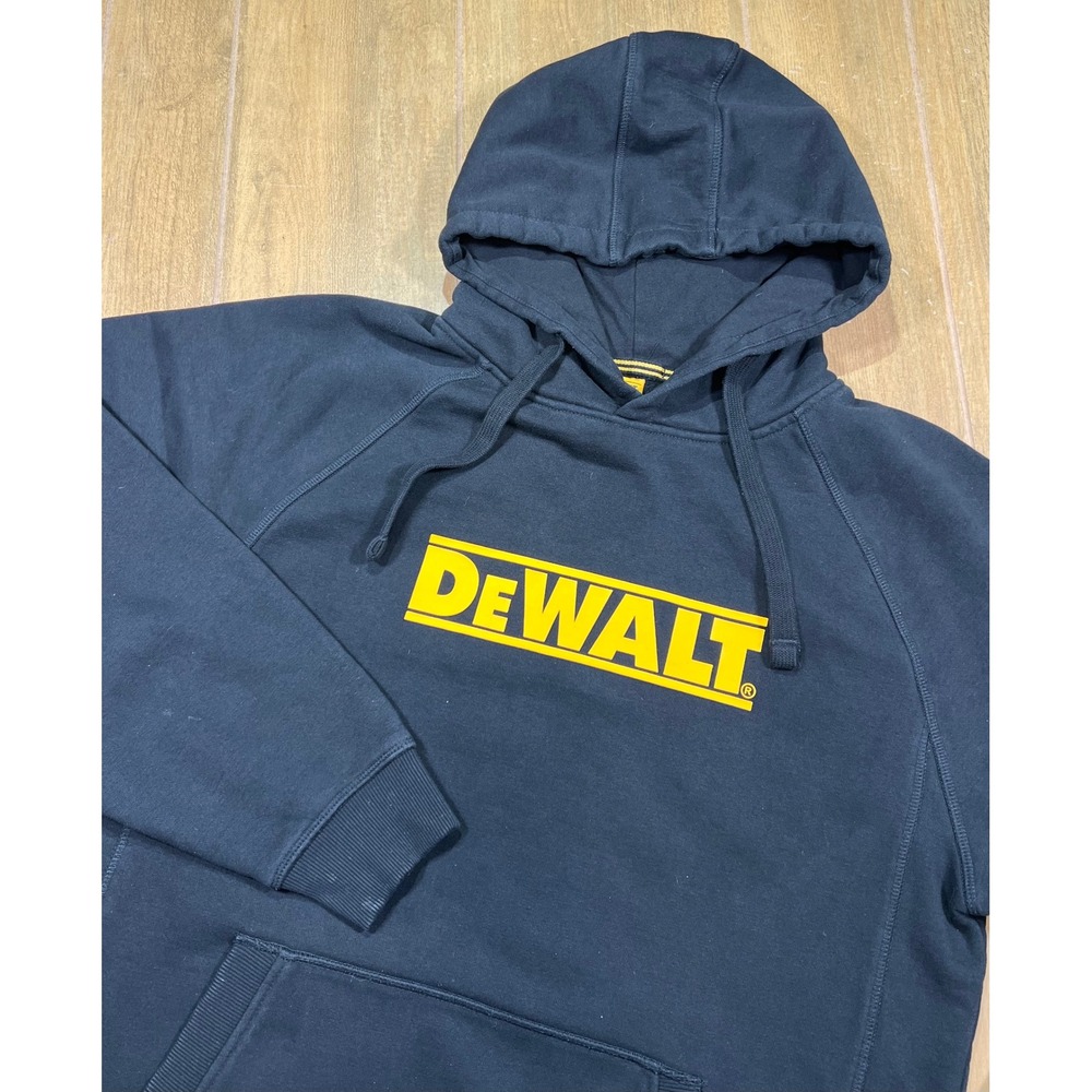 DeWalt Logan Heavy Duty Hoodie Mens Black Yellow Logo Workwear DXWW60005